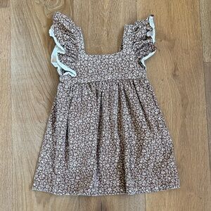Brown Floral Ruffle Sleeve Sundress Rylee + Cru 2-3